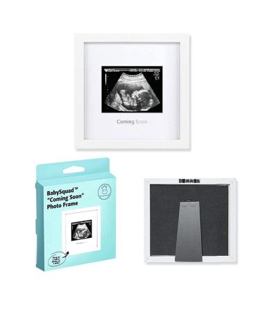BabySquad Coming Soon Photo Frame 7x7 | Baby Shower & Sonogram Gift | Handcrafted White Wooden Frame - Buy Online on SooperMarket.com
