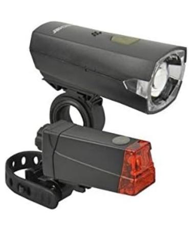 Fischer bicycle lighting set 12 lux battery light set front and rear lights splash water protection according to IP44 StVZO covered black