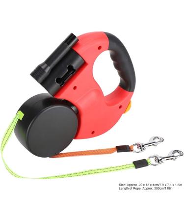 3M Double Retractable Dog Leash with LED Light - Flexible Roller Leash for Two Dogs (Red) | International Shipping Available - Buy Online on SooperMarket.com