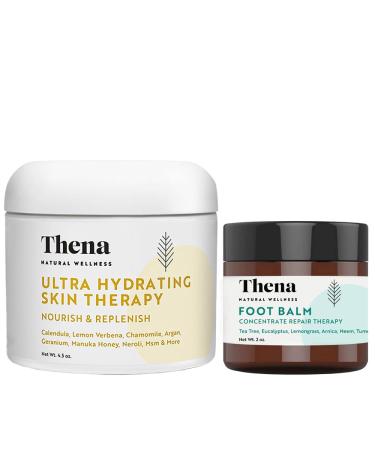 THENA Ultra Hydrating Skin Cream for Eczema Psoriasis Dry Skin and Tea Tree Oil Foot Balm Extra Strength Bundle