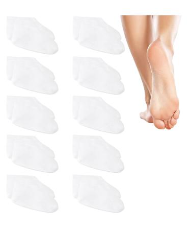 10 pairs of moisturizing socks overnight spa socks for dry feet cotton moisture-enhancing socks cosmetic moisture-donating socks for women and men white 20 count (pack of 1)