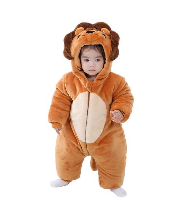COOKY.D Baby Animal Hooded Winter Romper Warm Snowsuit Coat Newborn 3-36 Months Thicken Outfits Outerwear Jumpsuit 6-12 Months Lion