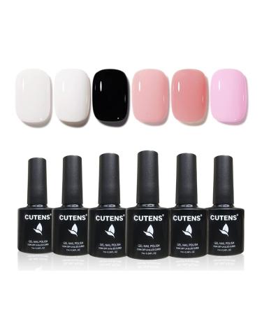 Milky White Nude Black Gel Nail Polish  Nude Pink Uv Gel Polish Set 6 Color