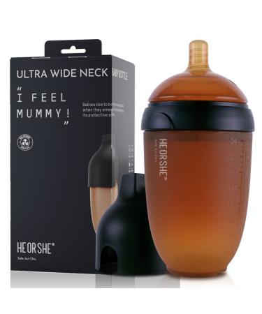 HEORSHE Silicone Baby Bottle Anti Colic Bottles for Newborns Options Black 8oz Milk Bottle with Dust Cover  BPA-Free Breast Feeding Medium Flow Baby Bottles Easy to Assemble and Clean  Black 8 Ounce