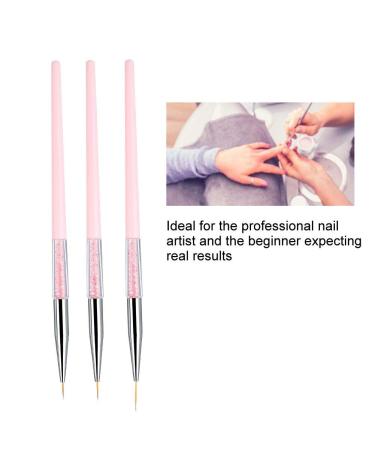 3pcs Nail Art Dotting Liner Brush Set with Rhinestone Handle - Pink Manicure Tools - Buy Online on SooperMarket.com