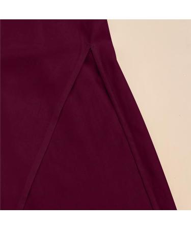 LCZIWO Women's Solid Wine Maxi Dress - Rolled-Up Long Sleeve, Slim Fit Button Up Casual Dress (XX-Large) - Buy Online on SooperMarket.com