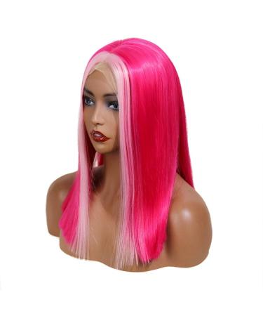 Buy SHIYID Hot Pink Lace Front Synthetic Wig | Heat Resistant Short Wig for Black Women & Drag Queens - Natural Hairline - Buy Online on SooperMarket.com