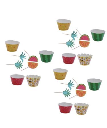 ERINGOGO 72 Pcs Cake Decorations Fruit Decor Cake Toppers Kids Decor Hawaiian Decor Hawaii Fruit Toppper Hawaii Toppper Decor Hawaii Toppper Wrapper Wrapping Paper Child Colorful