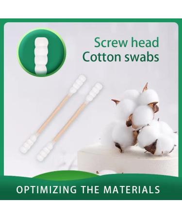 Organic Cotton Swabs with Wooden Sticks 200 Pcs Pack - Biodegradable Bamboo Spiral Head Qtips for Ears and Makeup - Buy Online on SooperMarket.com