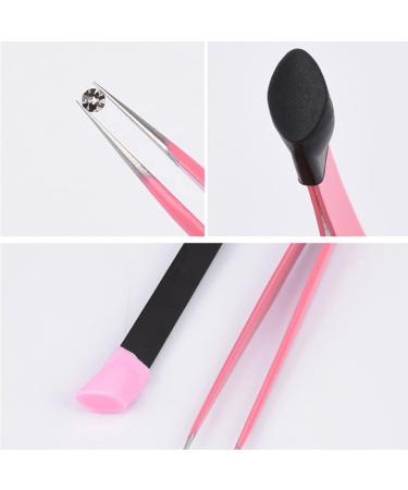 Nail Tweezers Double Sided Nail Art Sticker Silicone Press Rhinestone Picker Nippers Pink Brushes - Buy Online on SooperMarket.com