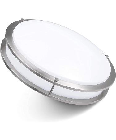 Flush Mount Ceiling Light Double Ring Ceiling Light Fixture Kitchen Light Fixtures Bedroom Lights LED Lights 22W (100W Eq) 1800lm 2700K Brushed Nickel ETL (15" Warm White) 2700k | Warm White 15" Diameter