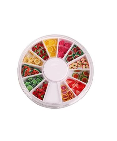 1box Mini 3D Fruit Slices Creative Nail Art Decoration Cute Finger Nail Fresh Fruit Multi Usage Polymer Clay Fruit Rods Sticks ruit Fimo Clay for Nail Art(12 Pattern)