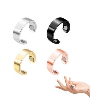 EWTDHGB 4PCS Blood Sugar Control Ring Adjustable Blood Glucose Control Ring Therapeutic Magnetic Therapy Ring Pain Relief for Arthritis Blood Flow and Carpal Tunnel