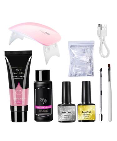 LOUMMRCY polygel nail kit polynail gel kit starter nail extension kit manicure beginner set nail art tools set faster kit 8 pieces pgp003-all-in-one French nail kit salon diy at home pgp003.PGP003.