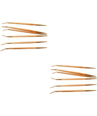 KALLORY 2 Pcs Eyeliner Bamboo Brush Straight Bent Angled Brush Cosmetic Double Head - Buy Online on SooperMarket.com