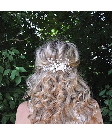 Edary Bridal Wedding Hair Comb | Silver Flower Headpiece with Rhinestones & Crystals - Elegant Hair Accessories for Women & Girls - Buy Online on SooperMarket.com