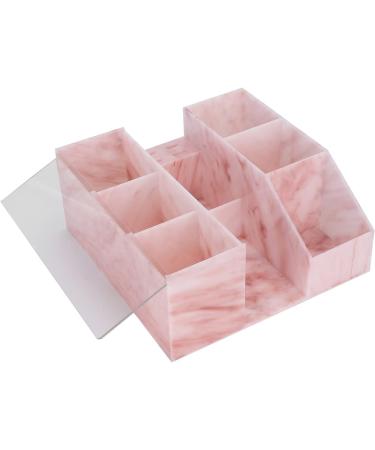Acrylic Eyelash Beauty Organizer with Tweezers Holder | Marble Pink Display Boxes for Home and Salon - Buy Online on SooperMarket.com