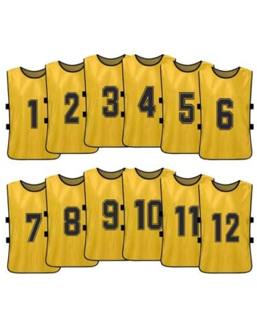 Pinnies Scrimmage Training Vests for Kids Youth (12-Pack) - Soccer Pinnies Sport Pinnies Yellow