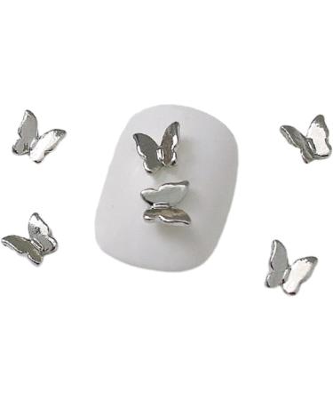 10Pieces Butterfly 3D Alloy Butterfly Silver Butterfly Rhinestones For Acrylic Nails - Buy Online on SooperMarket.com