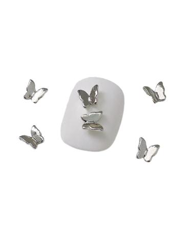 10Pieces Butterfly 3D Alloy Butterfly Silver Butterfly Rhinestones For Acrylic Nails