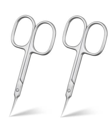 ACWOO Cuticle Nail Scissors 2PCS Sharp Curved Scissors Multi-Purpose Stainless Steel Beauty Scissors Manicure Cutter for Nail Toenail Eyebrow Eyelash