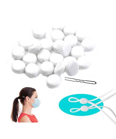 100Pcs Cord Locks for Mask  Silicone Rope Toggles for Drawstrings  Fixed and Removable Rope Cord Lock Buckle  Adjustable Elastic Cord Non-Slip Stopper Adjuster  Suitable for Adults and Kids (White)