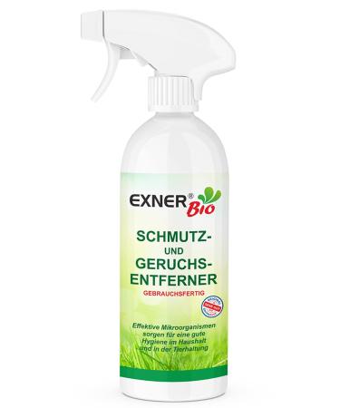 Exner organic odor remover & stain remover - with microorganisms for spots and smells - for pets households and your car 100% natural & gently - 750 ml spray bottle