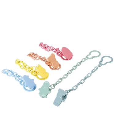 Zeayebsr Dummy Clips Baby Pacifier Chain Pacifier Clip Anti-Drop Chain Detachable Lightweight Pacifier Anti-Drop Chain 6 Pieces Pattern Pacifier Clips for Newborn Girls and Boys(Pattern is Random)
