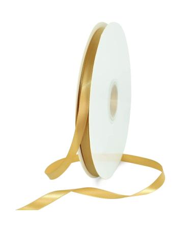TONIFUL 3/8 Inch x 100yds Gold Satin Ribbon Thin Solid Fabric Ribbons Roll for Gift Wrapping Invitation Floral Hair Balloons Craft Sewing Party Wedding Popsicles Decoration Valentine's Day Bouquet 3/8 in x 100 yds gold