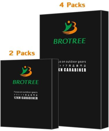 Brotree Carabiner Hooks - 1200kg Heavy-Duty Screw Lock Perfect for Hiking Camping & Fishing - 2 Black Wire Gate Key Rings - Buy Online on SooperMarket.com