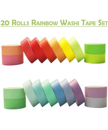 20 Rolls Washi Tape Set Rainbow Washi Tape Colorful Masking Tape 15mm Wide Decorative Tape for Bullet Journal Book Planner Scrapbooking DIY Arts Crafts Gift Packaging Rainbow 15MM-20 Rolls - Buy Online on SooperMarket.com