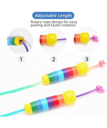 Adjustable 280cm Rainbow Skipping Rope for Kids - Wooden Handle Jump Rope in 7 Colors for Boys & Girls Fitness - Buy Online on SooperMarket.com