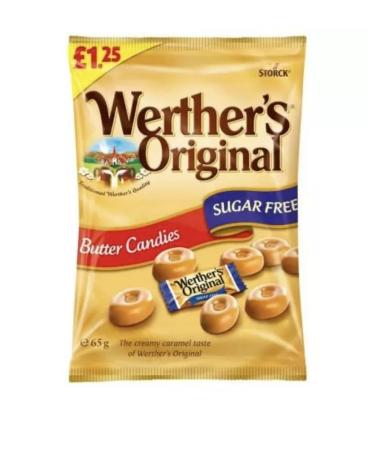 Werthers Original Sugar Free Butter Candies 65g Bag - Diabetic Sweets Candy Toffees