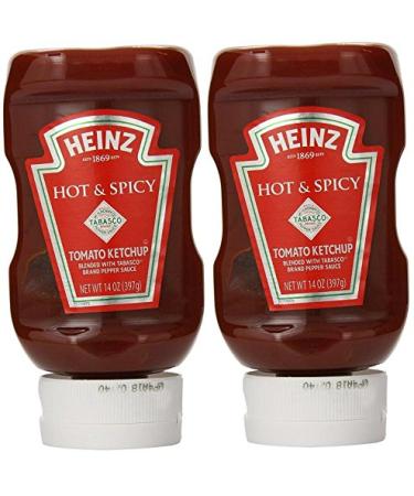 Heinz Hot & Spicy Tomato Ketchup with Tabasco (Pack of 2) 14 oz Bottles