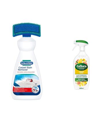 Dr. Beckmann Carpet Stain Remover | Removes New and Dried-in Stains | Includes Applicator Brush & Zoflora Lemon Zing Multipurpose Disinfectant Cleaner 800ml (Pack of 1)