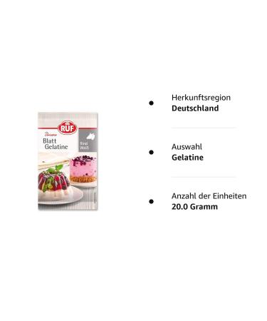 Buy Ruf Leaf Gelatine Beef - 100% Halal Certified Gluten-Free Perfect for Cakes & Desserts - 12 Leaves (20g) - International Shipping Available - Buy Online on SooperMarket.com