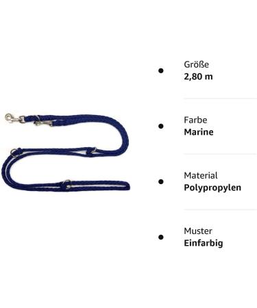 Premium Double Dog Leash for Medium Dogs | 2.80m Training Leash in Navy - 39 Colors Available - Buy Online on SooperMarket.com