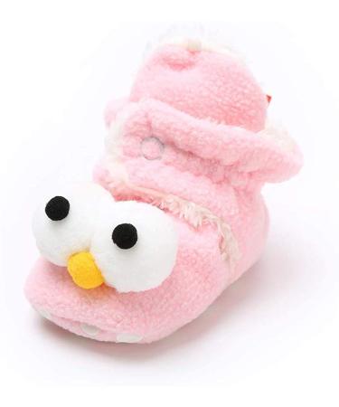 TMEOG Baby Booties Slippers Infant Boots Newborn First Walking Shoes Baby Winter Sock Crib Shoes for Boys Girls 0-18Months 12-18 Months H Pink Big Eyes