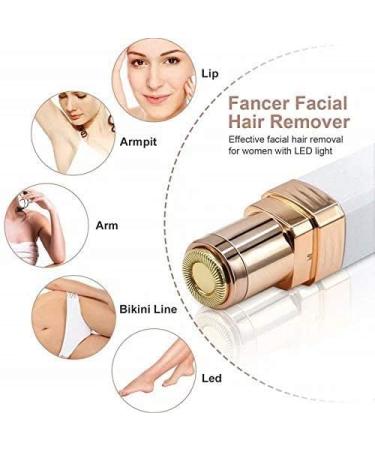 USB Rechargeable Eyebrow Trimmer - Facial Hair Removal with LED Light & Stainless Steel Protection - White - Buy Online on SooperMarket.com
