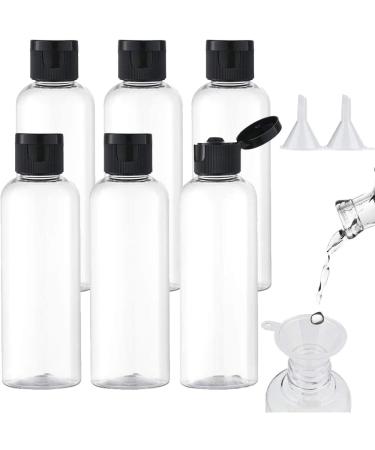 Voarge travel bottles set 6 pack of travel bottle 100ml plastic bottle with 2 small funnel transparent plastic air flight bottle bottle airport vacation (black)
