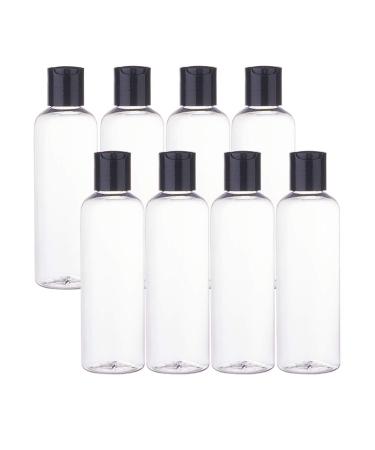 BENECREAT 8 Pack 150ml Empty Transparent Plastic Travel Bottle with Black Disc Cap Air Flight Cosmetic Bottles for Toiletries Shampoo Cosmetic Liquid Black Cap 150ml