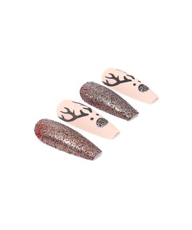 Brishow Coffin Christmas Artificial Nails - 24pcs Press On Long False Nails for Women & Girls - Buy Online on SooperMarket.com