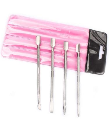 Stainless Steel Cuticle Pusher Remover Kit - 4Pcs Professional Manicure and Pedicure Tools - Buy Online on SooperMarket.com