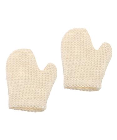 Beavorty 2pcs Scrub Gloves Cleaning Towels Cleaning Scrubber Bath Mitt Bath Shower Gloves Bath Mitt Bath Sponge Mitten Scrubber Sisal White Bath Gloves Bathroom Bath Towels Scrubber Towels