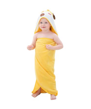 COOKY.D Hooded Baby Bath Towel 100% Soft Cotton Kids Towelling Bathrobe for Girls Boys 0-6 Years Old 90 x 90cm Yellow Giraffe Yellow-giraffe
