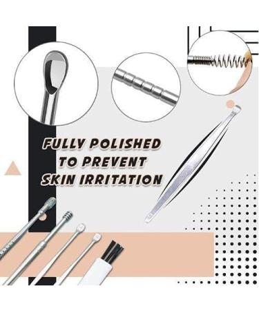 Medical Grade Stainless Steel Ear Wax Removal Kit with Spring Ear Wax Cleaner Tool Set in Black - Includes Storage Box - Clinically Innovative Spiral Ear Wax Remover - Buy Online on SooperMarket.com