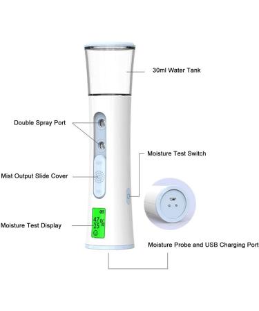 Handheld Facial Humidifier Face Mist Sprayer 180mAh Battery 30ml Capacity Double Holes Ultra-fine Sprayer for Home and Outdoor Use (Blue) - Buy Online on SooperMarket.com