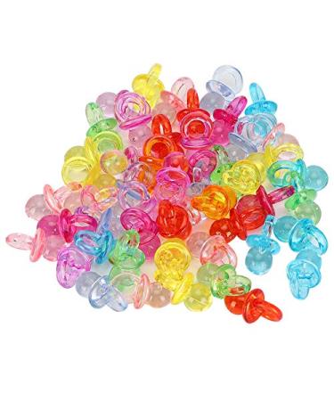 100PCs mini pacifier acrylic colored baby pacifier toy baby baptism calming mini color toys for baby birthday shower party decoration transparent color mixture pacifier