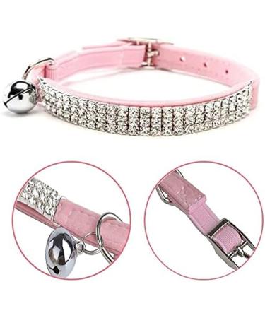 Buy Chukchi Cat Collar - Soft Velvet Adjustable Pink Glittering Stones & Bells - 27.9 cm for Small Dogs & Cats (2 Pieces) - Buy Online on SooperMarket.com