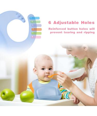 Vicloon Silicone Baby Bib 2PCS | Waterproof Baby Feeding Bibs with Fork Spoon | Adjustable & Easy to Clean | Wide Food Catcher Pocket | Unisex Toddler Bibs - Blue-Dark Green - Buy Online on SooperMarket.com
